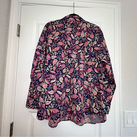 Talbots Paisley Print Long Sleeve Button Front Shirt - Picture 2 of 5